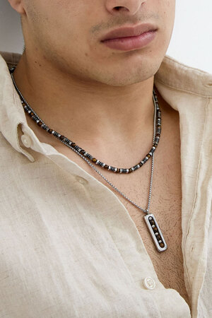 Men's necklace with charms and beads - brown  h5 Picture3